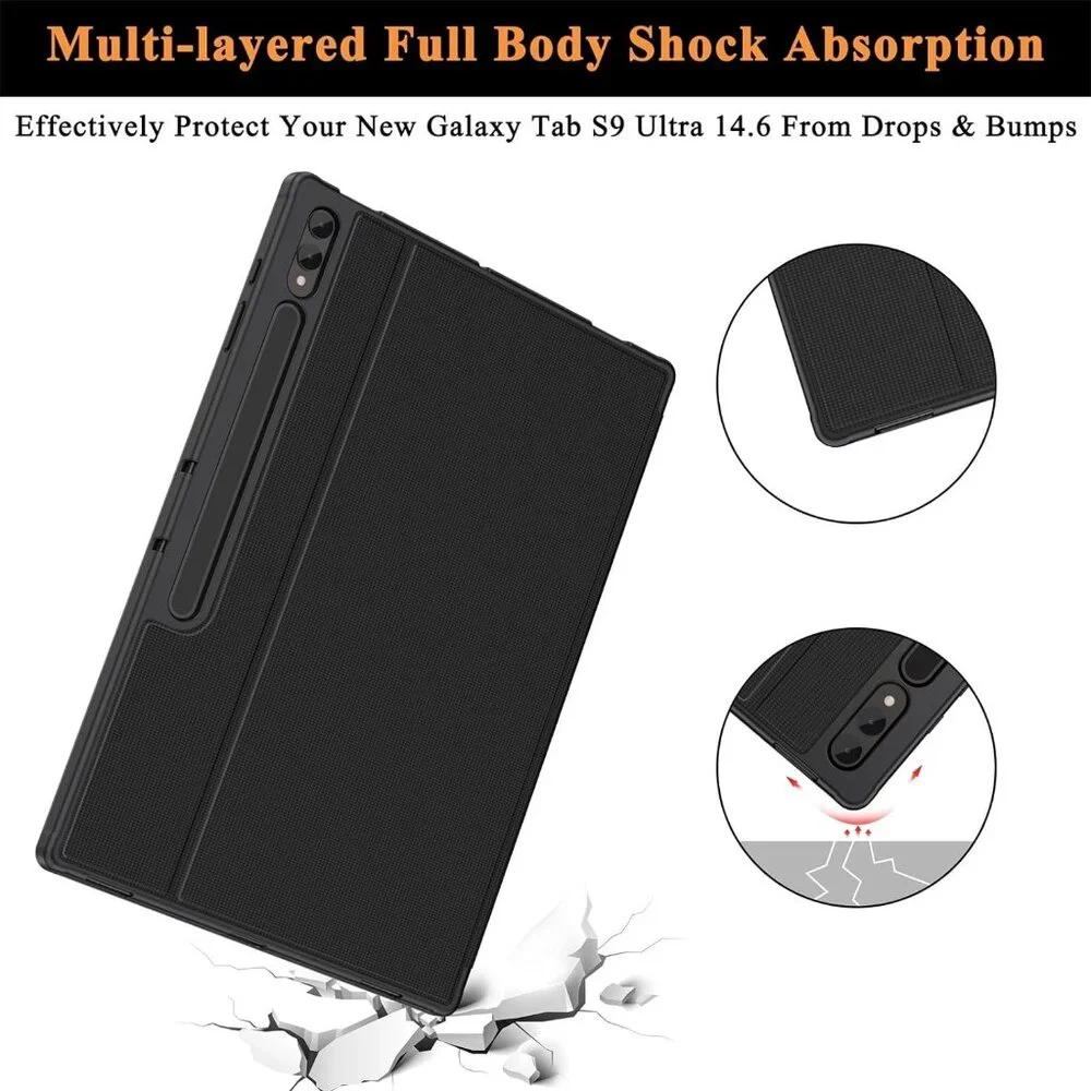 Case For Galaxy Tab S9 Ultra 2023 / S8 Ultra 2022 With S Pen Holder black